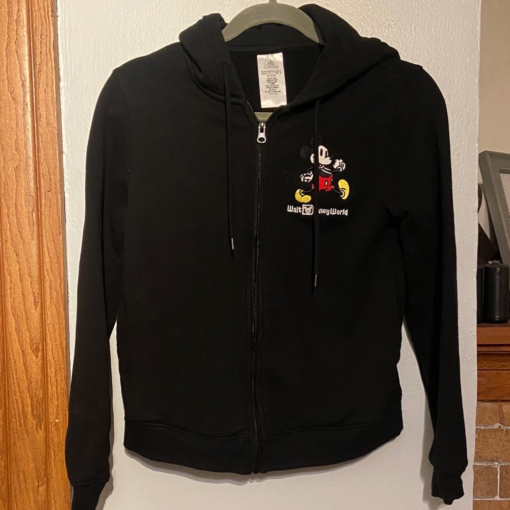 Disney Black Zip-Up Hoodie EUC Size XS (fits youth XL)
